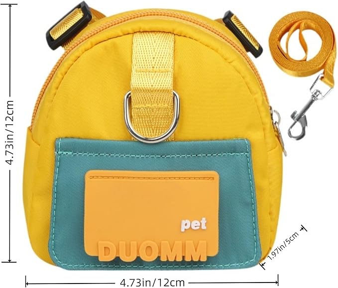 Dog Backpack Strap Leash,Dog Harness with Poop Bag Dispenser,Adjustable and Waterproof,Dog Hiking Backpack,Suitable for Travel and Daily Walks (Yellow, S)