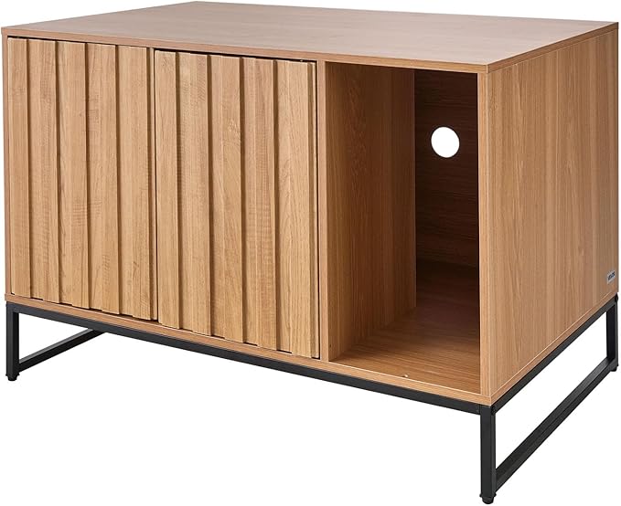VEVOR Cat Litter Box Enclosure Furniture, 31.5 in Hidden Litter Box Cabinet with Scratch Pad & Storage, Waterproof Cat Washroom End Table Cat House, Fit Most of Litterbox, for Bedroom Living Room