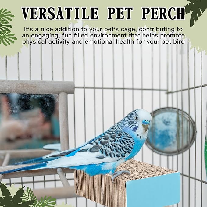 Skyygemm 2 Pieces Bird Chew Toy Parrot Cage Perch Cardboard Platform Bird Paw Grinding Stand Parrot Cage Playground for Macaws, Small Parakeets, Conures, Budgies, Finches Conure Cockatiel (Small)