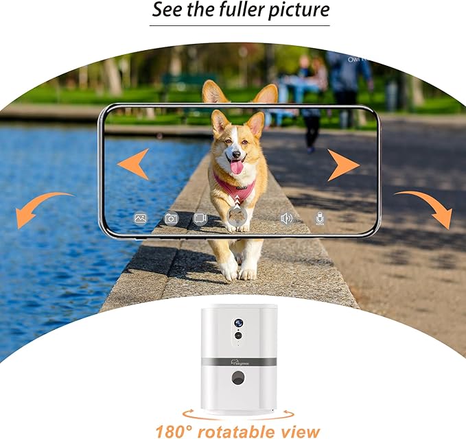 Petalk AI II Dog Camera Automatic Treat Dispenser, 5G WiFi Pet Camera with 180° Pan Full-Room View