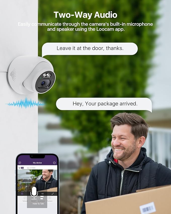 Loocam PoE Security Camera System 8CH 5MP NVR, 8Pcs 4MP Dome IP Cameras Wired Surveillance Camara System, AI Motion Human Detection, Two-Way Audio, 2TB HDD for 24/7 Record Outdoor Indoor, App Remote