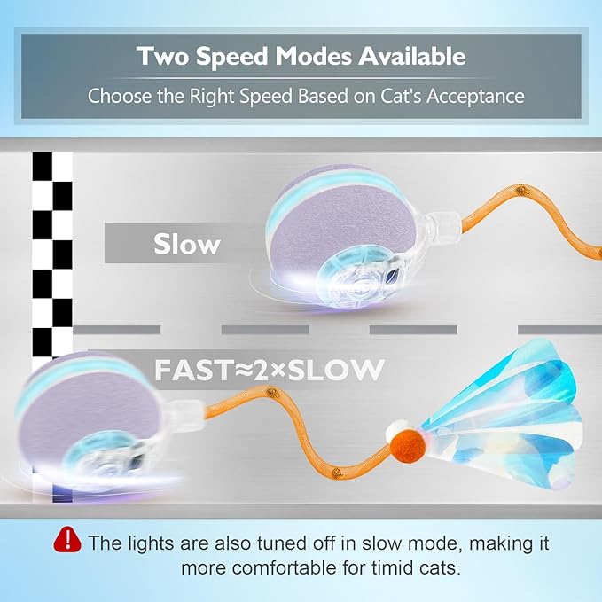 YVE LIFE Interactive Cat Toys Ball for Indoor Cats,[Newly Upgraded] Agile Moving Cat Ball with Elastic Mesh Tail,Automatic Kitten Toys for Bored Indoor Adult Cats,Motion Activated (Purple)