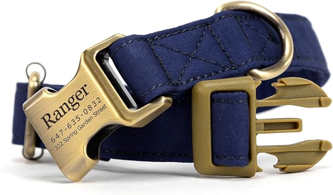 Personalized Dog Collar with Name and Phone Number Engraved,Adjustable Custom Puppy Collar,Organic Cotton Pet Collar for Small Medium Large Boy Girl Dogs