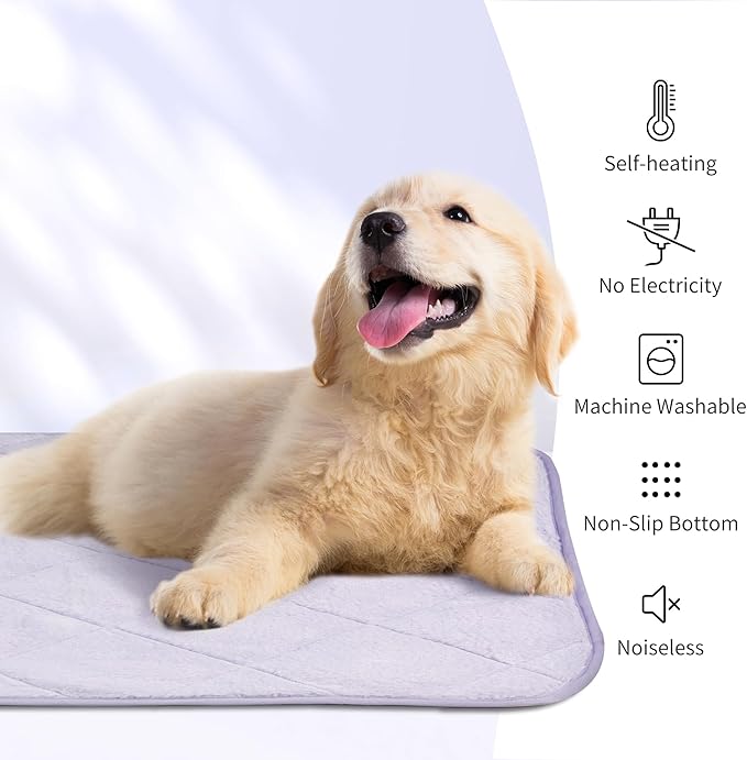 NWK Fluffy Self Warming Cat Mat, Cat Blanket, Thermal Dog Mat, Washable, Non-Slip Bottom for Sofa & Crate & Kennel & Car Seat (Dusty Lavender, X-Large (45'' X 28'' X 0.4''))