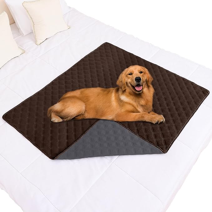 Smiry Waterproof Dog Bed Cover Pet Blanket, Soft Washable Dog Blanket for Furniture Bed Couch Sofa Reversible, Checkered (40"x50", Chocolate/Dark Grey)