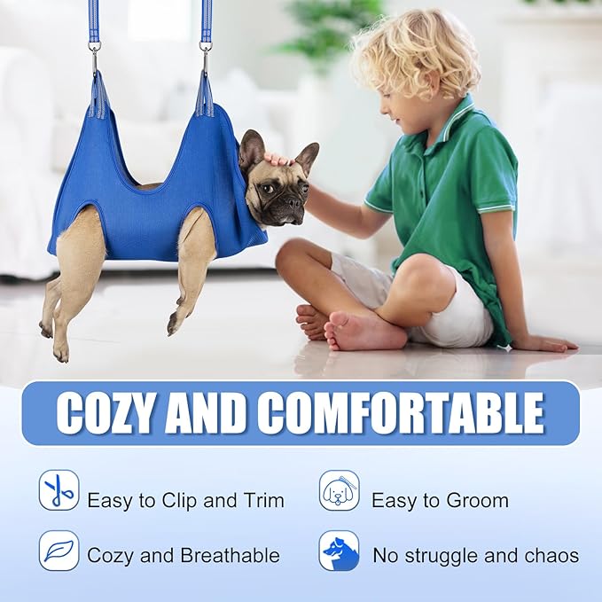 10 in 1 Pet Grooming Hammock Harness with Nail Clippers/Trimmer, Nail File, Dog Hammock/Grooming Sling for Nail Trimming/Clipping