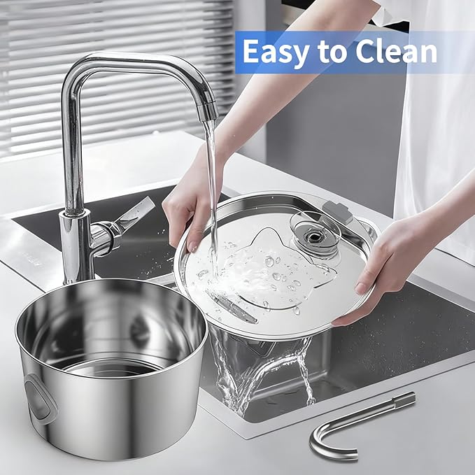 Cat Water Fountain Stainless Steel: 108oz/3.2L Automatic Pet Water Fountain for Cats Indoor- Quiet Cat Water Bowl Dispenser- Drinking Fountain for Small Dogs & Kitties-4 Filters + 4 Sponges