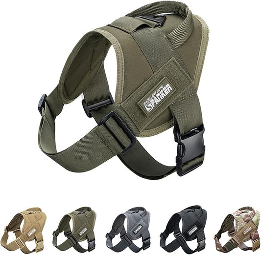 EXCELLENT ELITE SPANKER Tactical Dog Vest Training Military Patrol Service Dog Harness Easy Control Adjustable No-Pull Nylon Pet Harness with Handle for Small Medium Large Dogs(RGN-S)