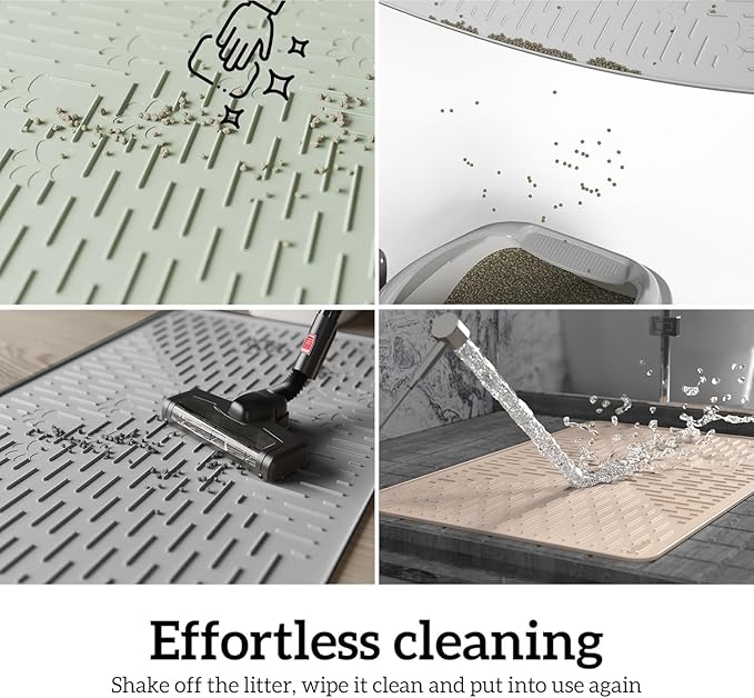 OHMO Cat Litter Mat Trapping Mat Premium Silicone 31.5x23.6 Light Blue,Waterproof and BPA Free Kitty Litter Box Mat, Easy Clean and Keeps The Floor Tidy