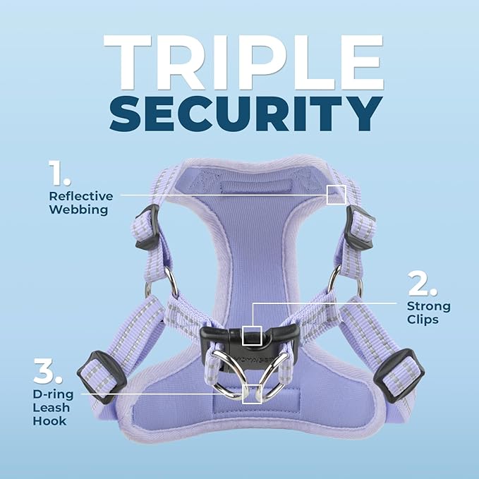Best Pet Supplies Voyager Mesh Dog Breathable Harness Reflective Stitching, All Weather Adjustable for Walking Training, or Running - Heavy Duty & Durable, Harness (Lavender), S