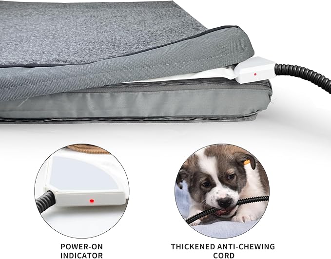 Heated Pet Beds for Indoor/Outdoor Cat & Dog Orthopedic Foam Warming Cat Beds Auto Temperature Control, Washable Cover with Waterproof Liner Thermo Kitty Electric Heating Bed