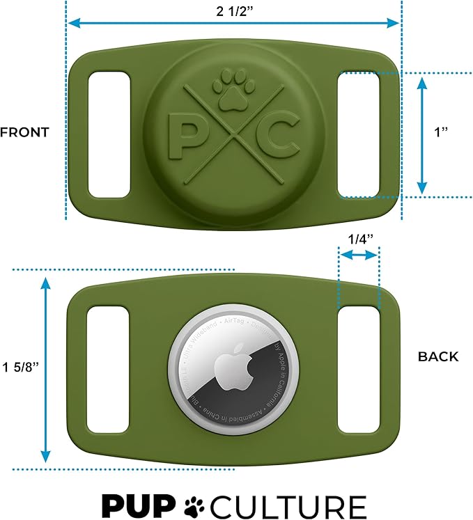 Pup Culture AirTag Dog Collar | Durable & Protective Dog AirTag Holder - Track Your Pet Using Apple AirTag Technology - Dog Collar AirTag Holder -for Dogs and Cats