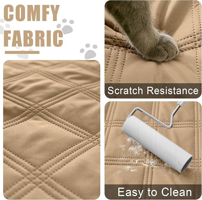 Smiry Waterproof Dog Bed Cover Blanket 30x70, Soft Reversible Pet Blanket, Washable Leakproof Cats Dogs Couch Cover for Sofa, Couch, Furniture, Lattice, Camel/Beige