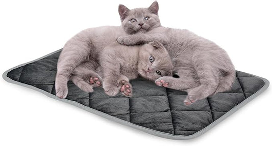 NWK Self Warming Thermal Pet Mat for Dogs and Cats, Body Heat Reflecting Cat Bed Mat, Washable, for Sofa & Crate & Kennel & Car Seat (Obsidian Black, Medium (28'' X 19'' X 0.4''))