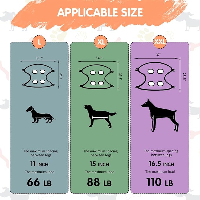 Paws n' Cradle Dog Grooming Hammock Harness for Dogs & Cats - Complete Kit with Adjustable Leg Fittings, Comb, Nail Clipper, File, Hook & Loop Strap, Adjustable Hanging Straps & Snap Hooks (Medium)