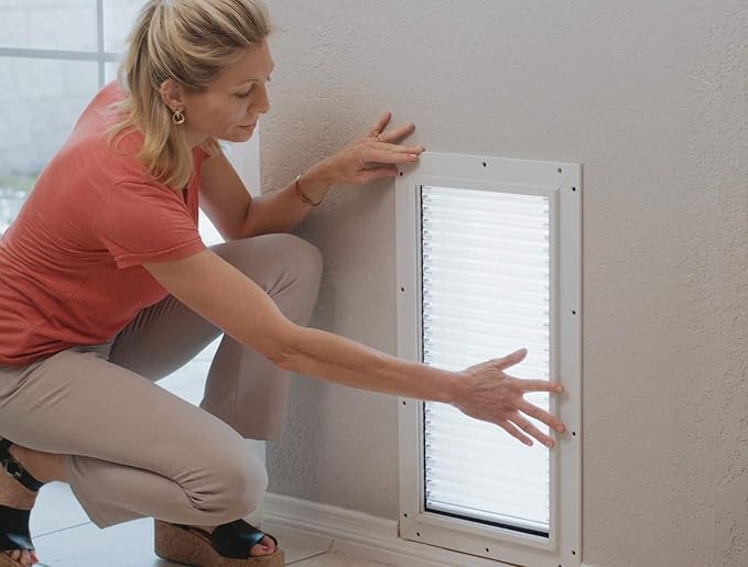 Armor Flex Air Tight Aluminum Frame Pet Doors by High Tech Pet - Dog Door or Cat Door for Wall Installation - Magnetic Latching Closure - Medium Dog Doors - Includes Wall Tunnel - AF2-MW