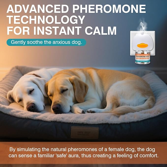 Diffuser Dog Calming Pheromones to Calm Pet 7 in 1 Advanced Kit Appeasing Pheromone Diffuser for Anxiety Relief (3 Plug in+4 Pack 48ml Refill) Reduce Aggression Fighting Barking Stress