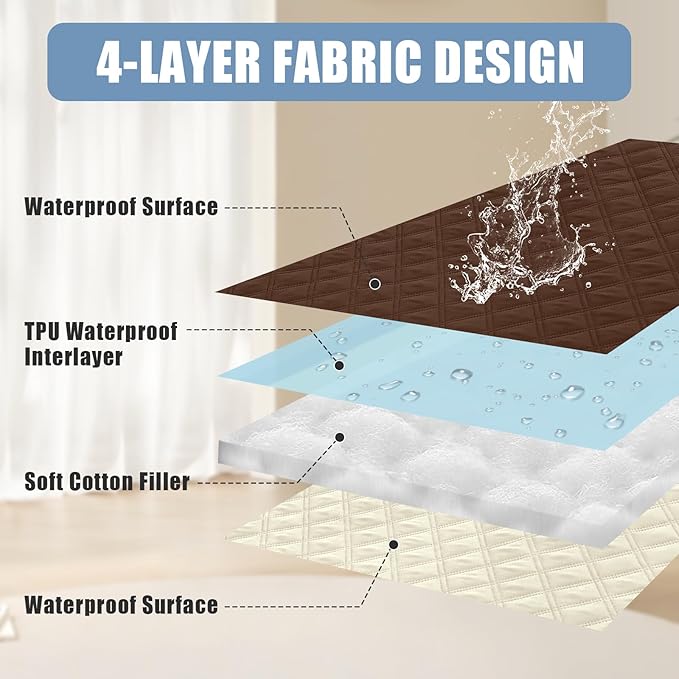 Smiry Waterproof Dog Bed Cover Pet Blanket, Soft Washable Dog Blanket for Furniture Bed Couch Sofa Reversible, Checkered (40"x80", Brown/Beige)