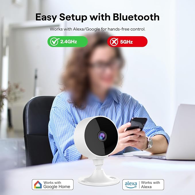 3MP Indoor Security Camera, Cameras for Home Security with 25ft Night Vision, AI Detection, Motion Alerts, 2-Way Audio, 24/7 Cloud & SD Card Storage, Home Camera That Works with Alexa/Google