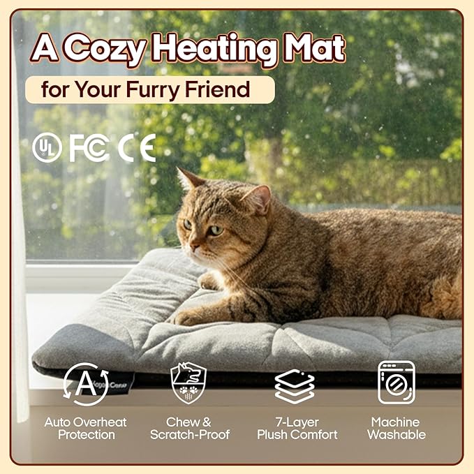 Dog Heating Pad (56"x40") - Waterproof Electric Heated Mat & Pet Bed for Indoor and Outdoor Use, Chew Resistant Cord, Machine Washable Cover with Wheat Pattern Quilting, for Cats and Pets