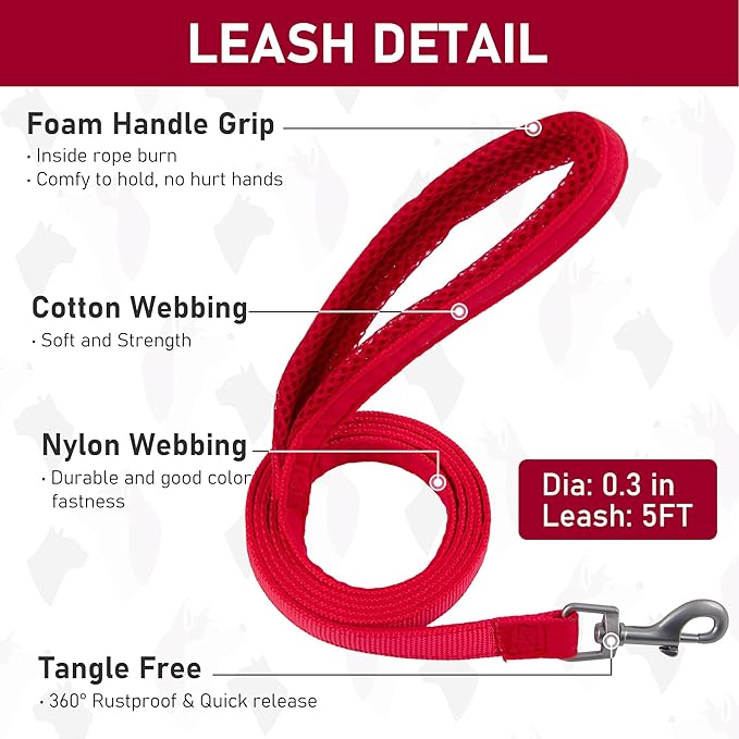 GAMUDA Small Pet Harness Collar and Leash Set, Step in No Chock No Pull Linen Fabric Soft Mesh Dog Vest Harnesses Reflective for Dogs Puppy Cats Kitten Rabbit (Red, XS)