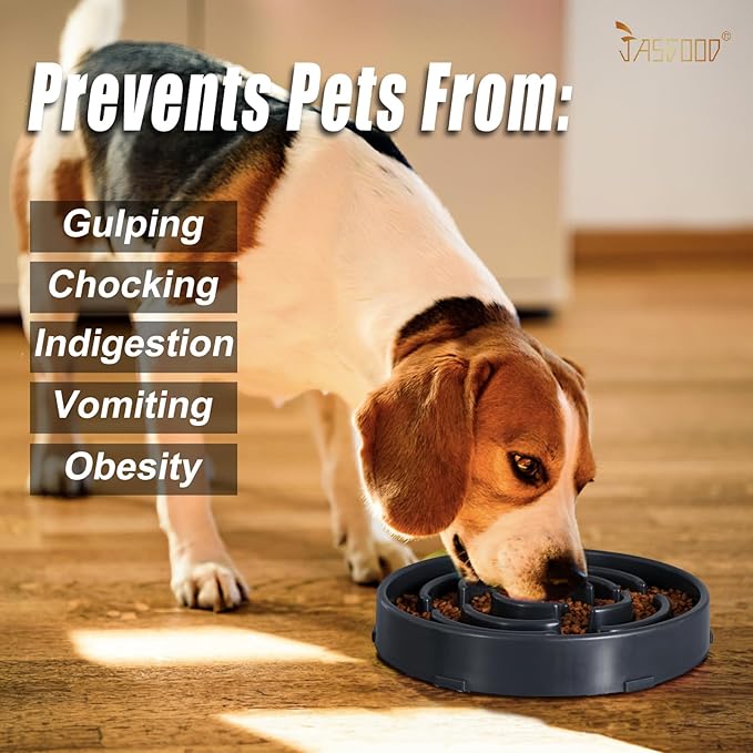 Slow Feeder Dog Bowls for Large Dogs Anti-Chocking Slower Feeder Dog Puzzle Bowl Pet Slow Eating Interactive Bloat Stop Dog Food Bowl JASGOOD,Dark Gray,Large