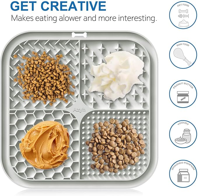 2 PCS Licking Mat for Dogs & Cats with Suction Cups, Dog Slow Feeder Lick Pat for Anxiety Relief, Dog Toys Feeding Mat for Butter Yogurt Peanut, Pets Bathing Grooming Training Mat (7.9''*7.9'')