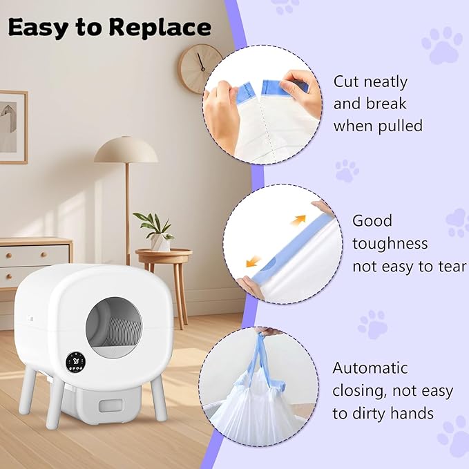 100 Count 26" x 11.8" Cat Litter Box Liners for Fsitego and Fumoi Self Cleaning Litter Box, Extra Thick Heavy Duty Cat Litter Bags Replacement, 3-4 Gallons of Capacity