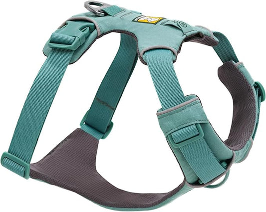 Ruffwear, Front Range Dog Harness, Reflective Soft Padded Everyday Harness with Dual Leash Clips, Adjustable and Lightweight Fit for Training or Walking for All Dogs, River Rock Green, Medium