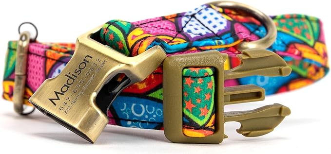 Personalized Dog Collar with Name and Phone Number Engraved,Adjustable Custom Puppy Collar,Organic Cotton Pet Collar for Small Medium Large Boy Girl Dogs