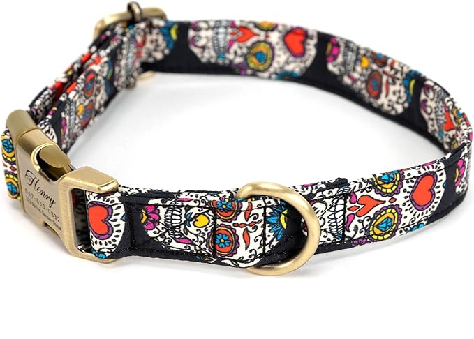 Personalized Dog Collar with Name and Phone Number Engraved,Adjustable Custom Puppy Collar,Organic Cotton Pet Collar for Small Medium Large Boy Girl Dogs