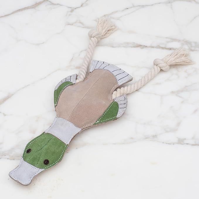 Eco Leather Dudley Duck Toy Natural and Tough Dog Toys - Long Lasting Chew Toys for Aggressive Chewers - Strong Dog Toy for Dogs and Puppy