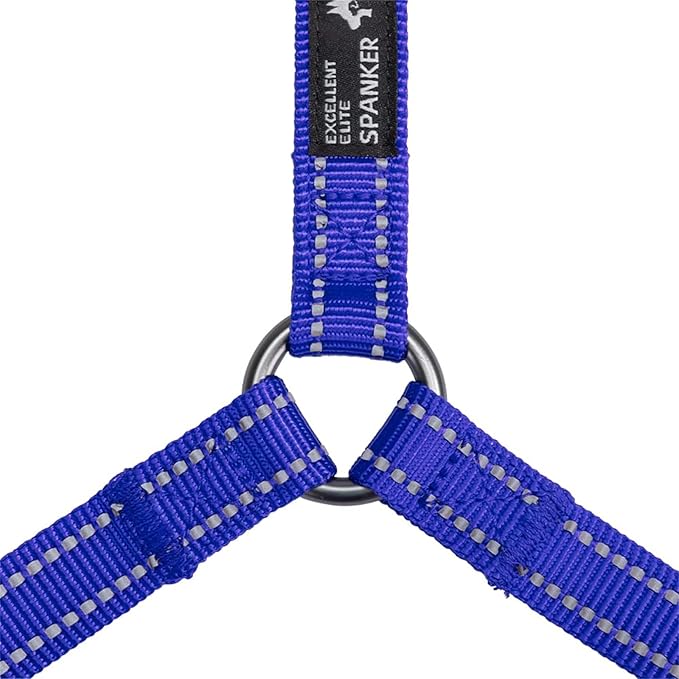 EXCELLENT ELITE SPANKER No Pull Dog Harness Reflective Nylon Vest L-Shaped Adjustable Easy Pet Harness for Small Medium Large Breeds Dogs Walking Training Black Red(Blue-M)