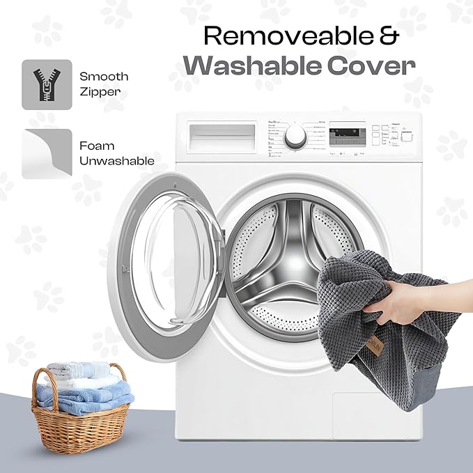 Extra Wide Dog Stairs for Large Dogs Up to 80lbs, 25" Pet Steps for High Bed with Washable Cover, 5-Step Foam Bed & Couch Ladder for Small Medium Dogs & Senior Cat, Gray