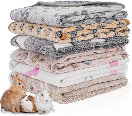 6 Pack Guinea Pig Cage Liner, Washable Guinea Pig Fleece Blankets Beding Accessories, Flannel Throw Warm Sleep Mat, Pet Pee Pads for Small Animal Hamster Rabbit Puppy Cat (24x16 Inch)