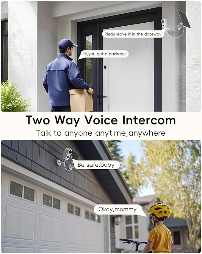 ZUMIMALL Solar Security Cameras Wireless Outdoor, 2Packs, Solar Camera Outdoor Wireless, 2.4G WiFi Battery Camera, 3MP Color Night Vision, Magnetic Mount, Siren,PIR/AI Analyse, IP66, Cloud, Alexa