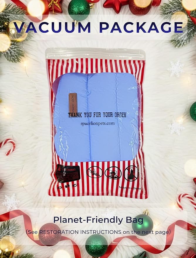 SPACE LION Dog Puffer Jacket, Down Winter Coat, Durable Outdoor Coat for Cold and Windy Conditions, Lightweight & Adjustable Fit Coats for Medium Dogs, (Blue, Size14/L)