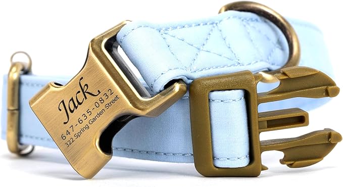 Personalized Dog Collar with Name and Phone Number Engraved,Adjustable Custom Puppy Collar,Organic Cotton Pet Collar for Small Medium Large Boy Girl Dogs