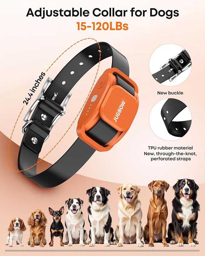 Jugbow Shock Collar for Dogs - 4200FT Dog Training Collar with Remote for 15-120lbs Medium Large Dog, with LED Light IPX8-Waterproof Rechargeable E-Collar with Beep (1-3), Vibration(1-3), Shock(0-16)