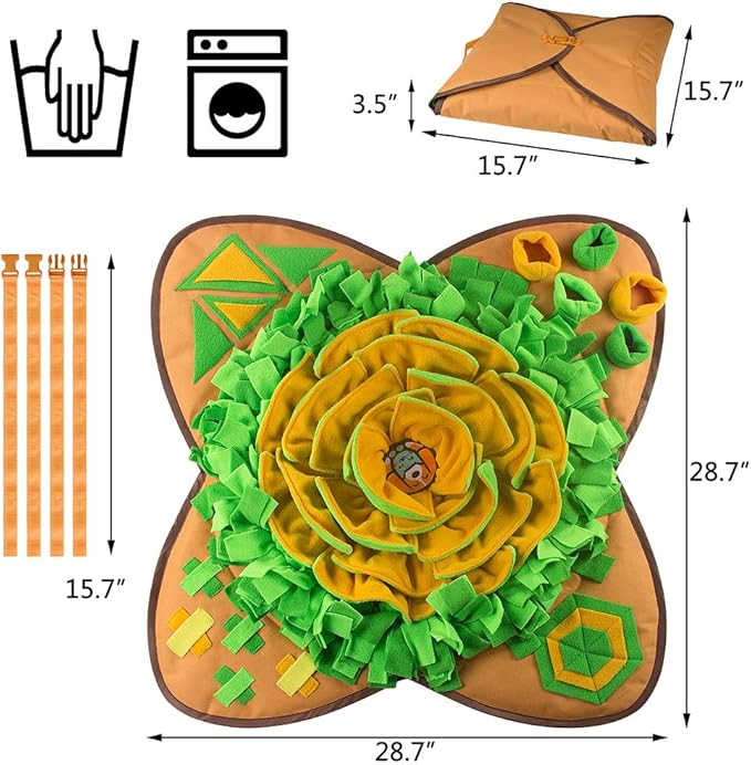 AWOOF Snuffle Mat Pet Dog Feeding Mat, 28''x28'' Interactive Dog Puzzle Toys Encourages Natural Foraging Skills