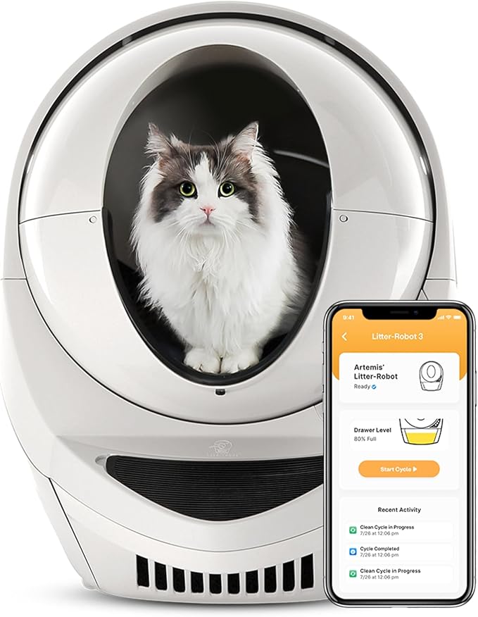 Litter-Robot 3 Connect by Whisker, Beige - Automatic, Self-Cleaning Cat Litter Box, Helps Reduce Litter Box Odors, Works with Almost Any Clumping Litter, WhiskerCare 1-Year Warranty