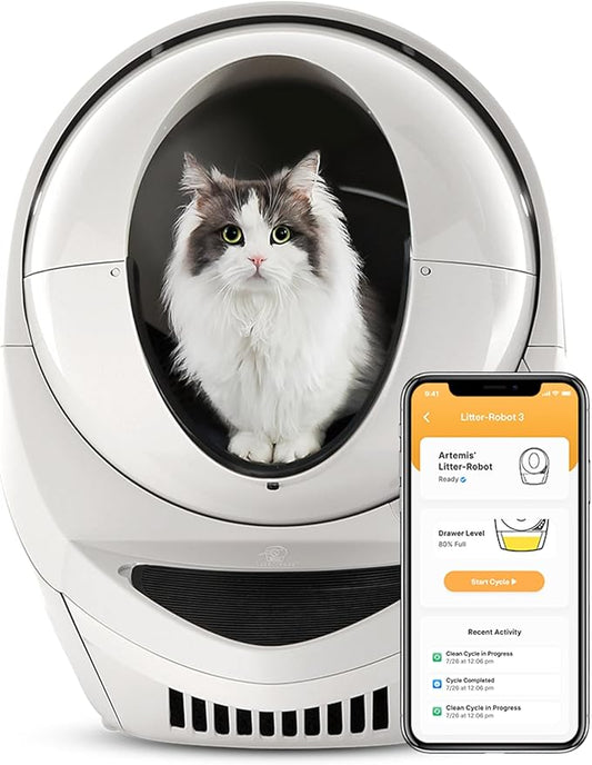 Litter-Robot 3 Connect by Whisker, Beige - Automatic, Self-Cleaning Cat Litter Box, Helps Reduce Litter Box Odors, Works with Almost Any Clumping Litter, WhiskerCare 1-Year Warranty