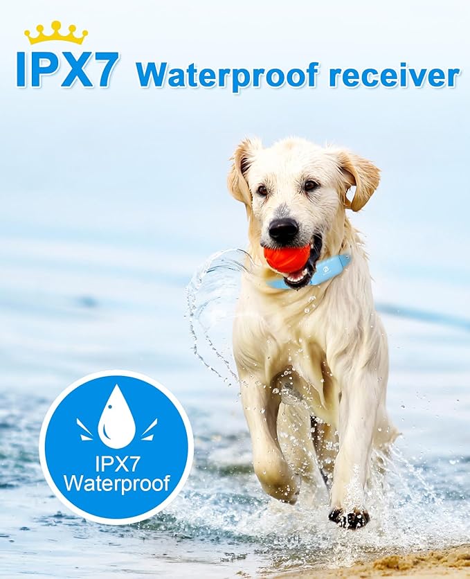 Bousnic Shock Collar for Dogs - Waterproof Rechargeable Dog Electric Training Collar with Remote for Small Medium Large Dogs with Beep, Vibration, Safe Shock Modes (8-120 Lbs) (Blue)