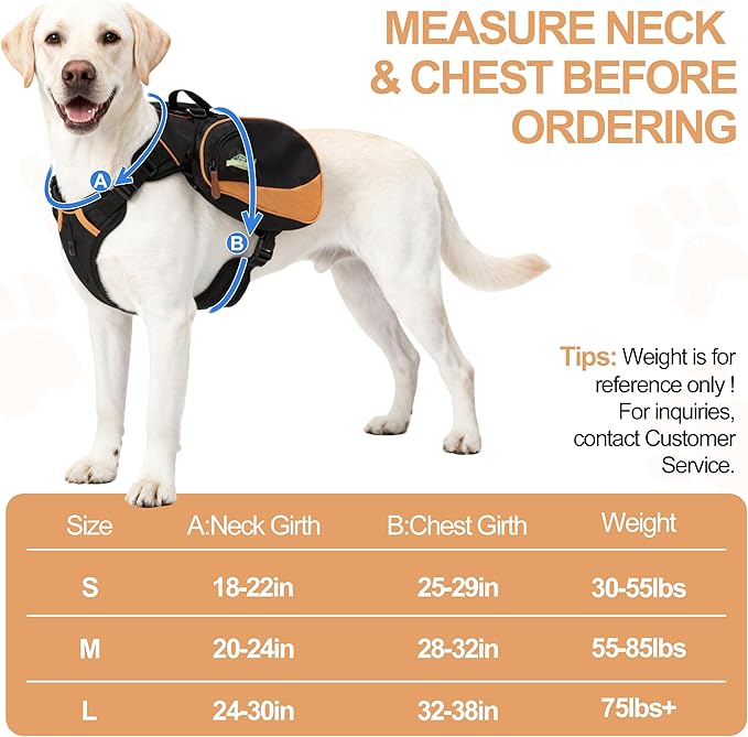 Dog Backpack Harness Suitable for Small Dogs, Adjustable Lightweight Pet Harness, Dog Carrying Bag Built-in Poop Bag Dispenser, Waterproof and Safe, Suitable for Hiking, Or Daily Walks, S