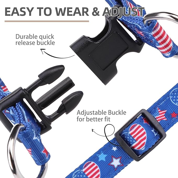 PUPTECK No Pull Dog Harness Soft Adjustable Basic Nylon Step in Puppy Vest Outdoor Walking with ID Tag, American Flag, L