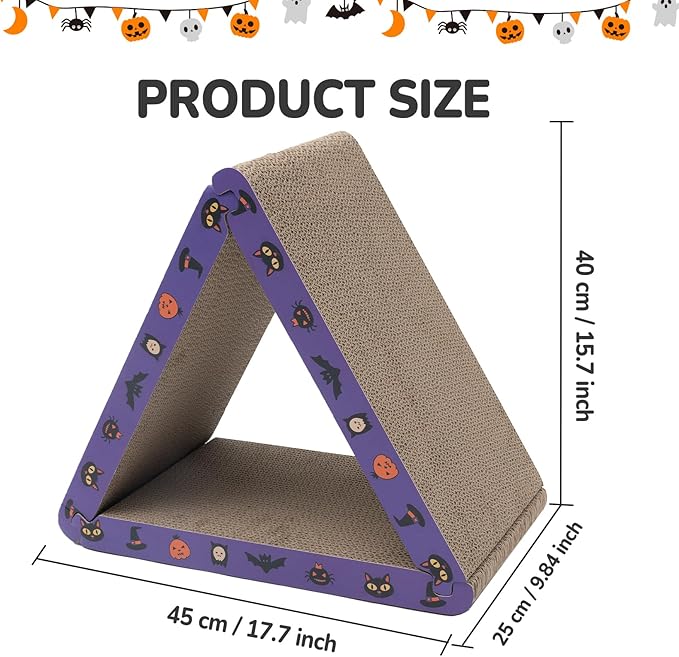 CATISM Cat Scratcher Foldable,Triangle Cat Scratching Board,6 Usable Sides Cat Scratchers for Indoor Cats,Durable Recyclable Cat Scratcher Cardboard Vertical, Orange (Pack of 3) (Purple)