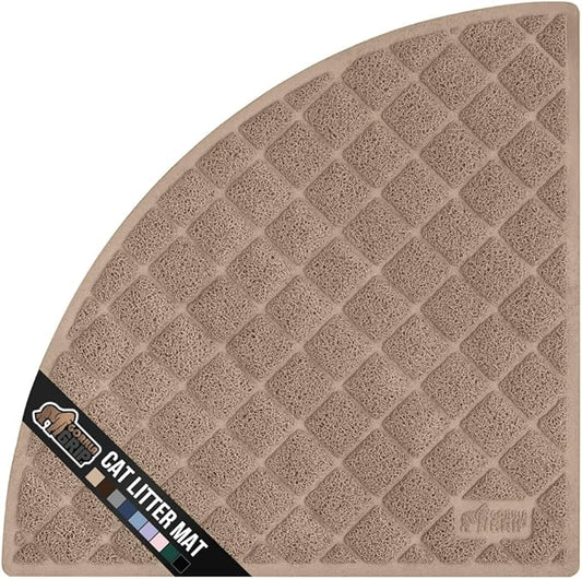 GORILLA GRIP Cat Litter Box Mat, 32x32, Water Resistant, US Designed Kitty Litter Trapping Mats, Easy to Clean, Scatter Control, Less Mess and Clean Floors, Kitten Supplies for Indoor Cats, Beige