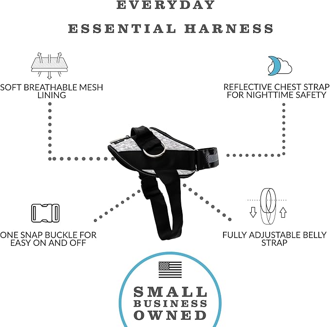 ShawnCo Essential Dog Harness, No-Pull Pet Vest with 3 Leash Clips, No Choke, Reflective, Adjustable and Padded, for Easy Walking and Training for Small, Medium and Large Dogs (Arctic Camo, M)
