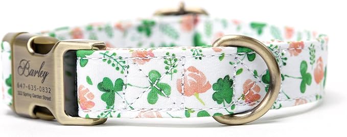 Personalized Dog Collar with Name and Phone Number Engraved,Adjustable Custom Puppy Collar,Organic Cotton Pet Collar for Small Medium Large Boy Girl Dogs