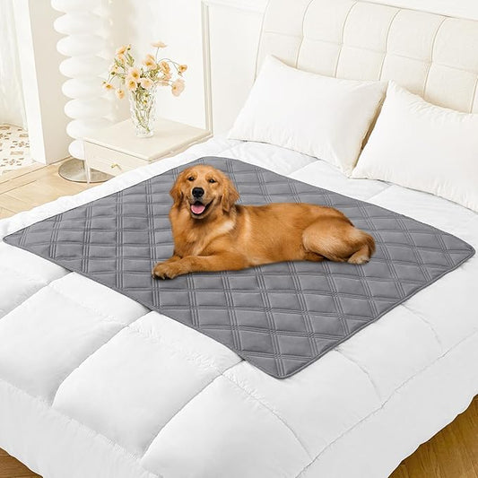 Smiry Waterproof Dog Bed Cover Blanket 40x50, Soft Reversible Pet Blanket, Washable Leakproof Cats Dogs Couch Cover for Sofa, Couch, Furniture, Lattice, Grey/Grey